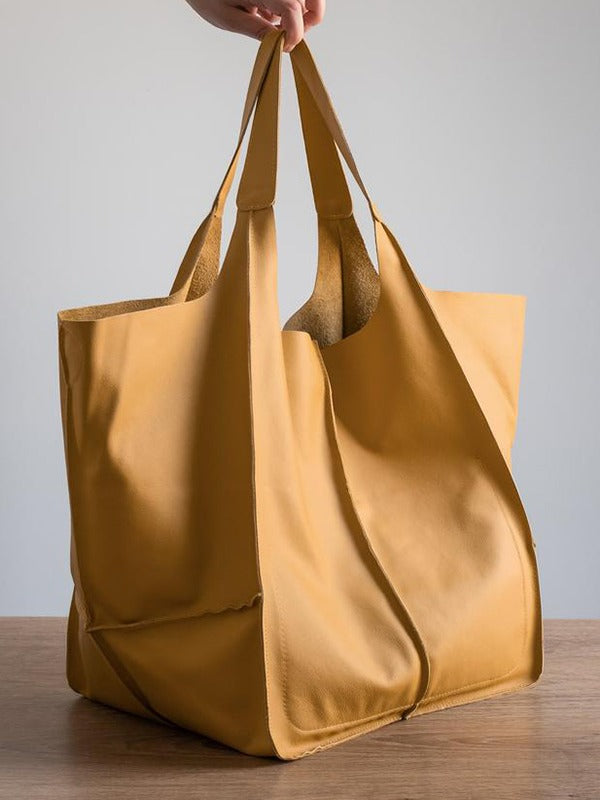 Gold Fashion Vegan Leather Large Tote