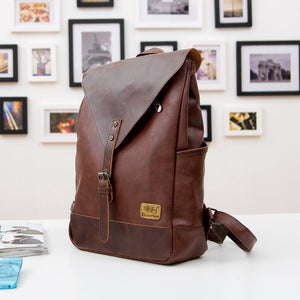 THREE BOX Vegan Leather Backpack, Coffee