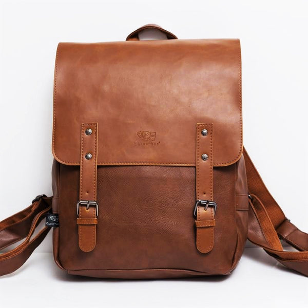 THREE BOX Vegan Leather Dual Strap Backpack
